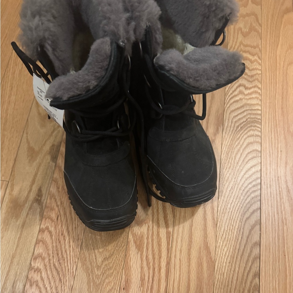 UGG Gray and Cream Fur Lined Boots
